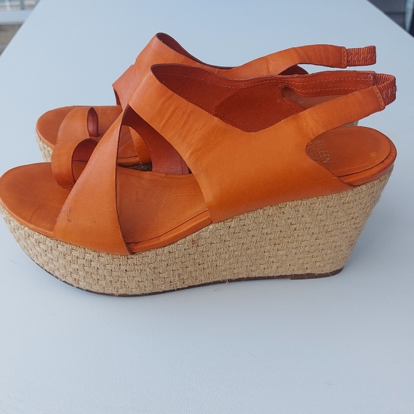 Eileen Fisher Leather Tangello Espadrille Wedge Size 8 - Picture 3 of 8